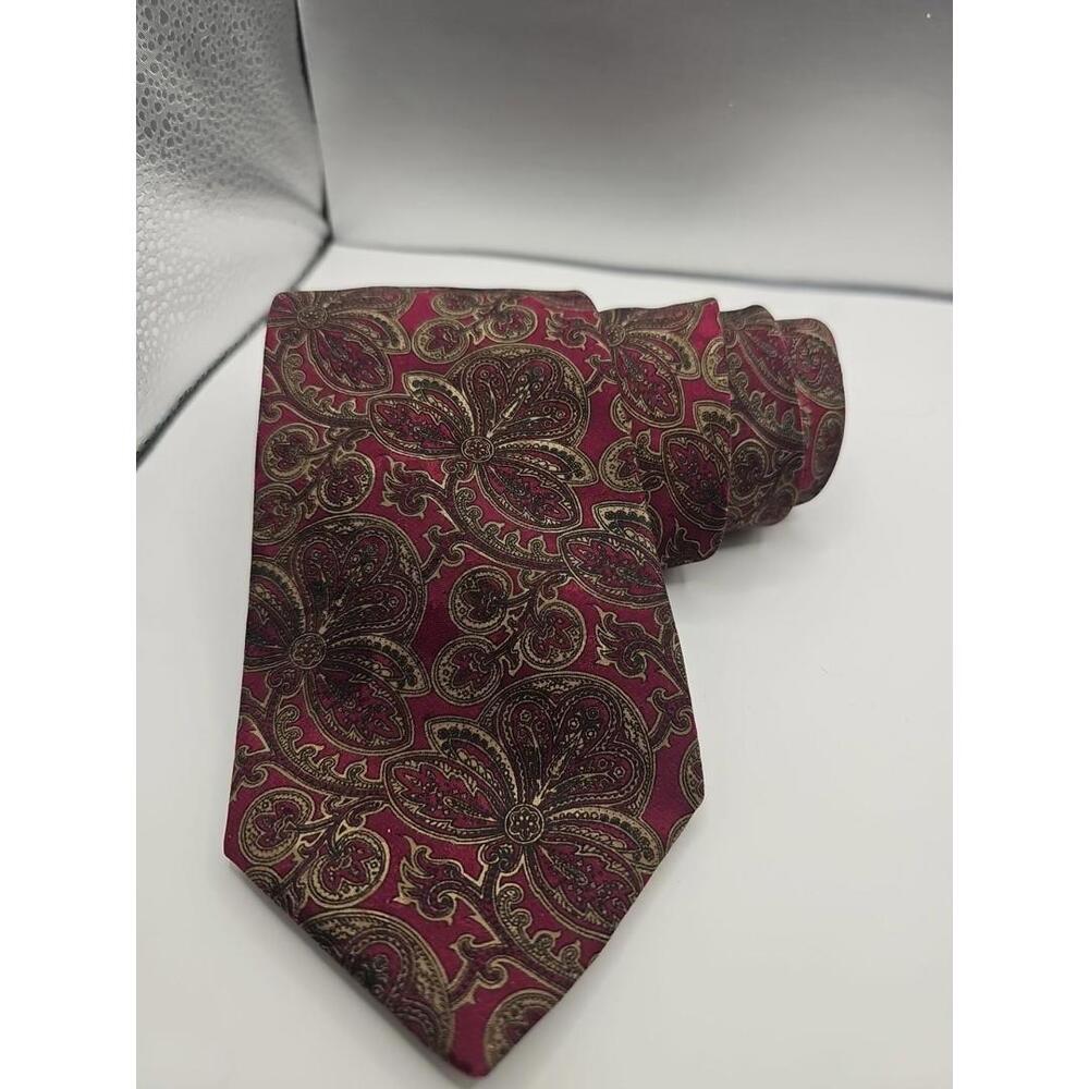 Stefano Ricci For Burgundy Paisly Neck Tie Vintage 100% Silk 58" x 3.5"
